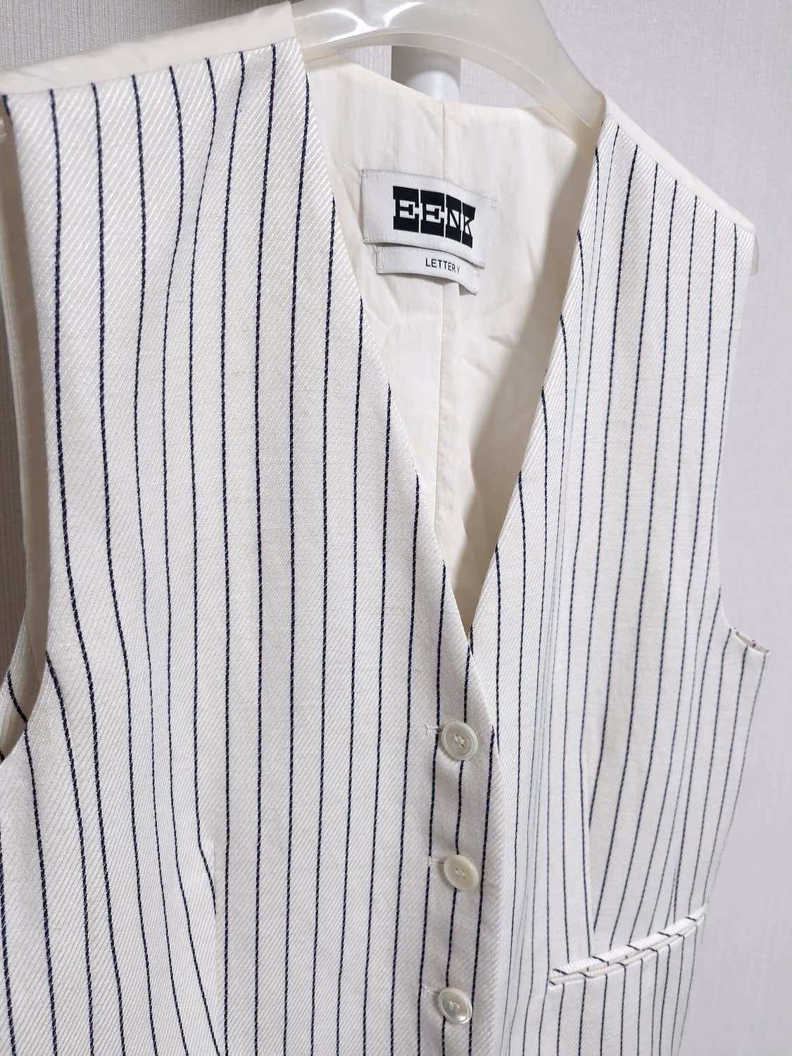 EENK잉크 스트라이프 베스트 자켓 아이보리 상품이미지5