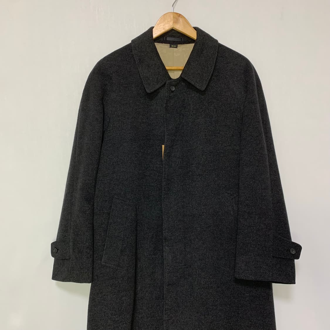 캐시미어 100% 빈티지 버튼 롱 코트 차콜 남녀공용 상품이미지2