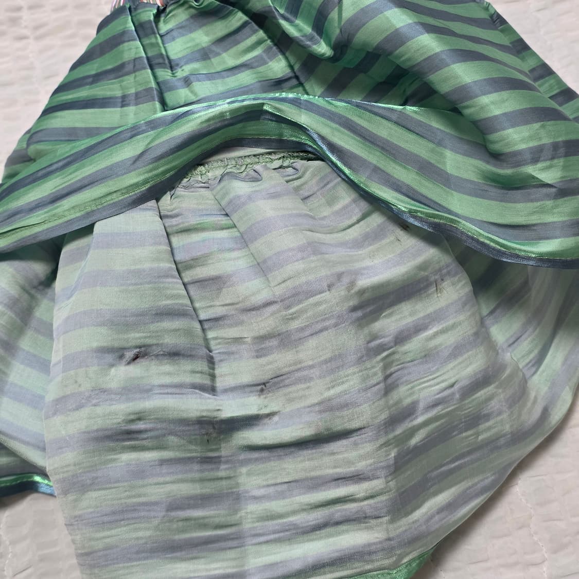 paris 빈티지)그린 스트라이프 패치워크 랩 캉캉 맥시 드레스 상품이미지10