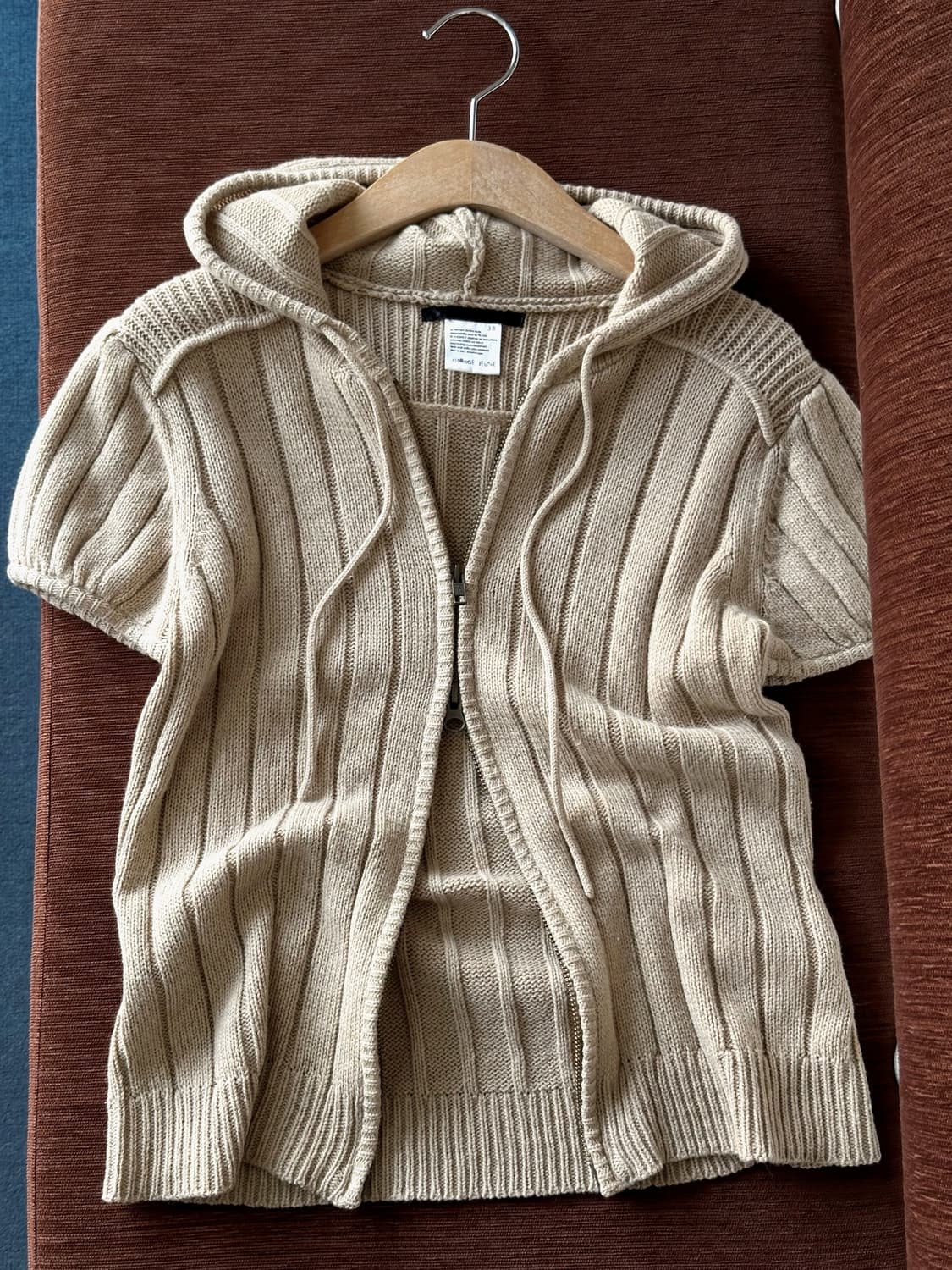 Fuff sleeve design zip hooded knit jacke 상품이미지1