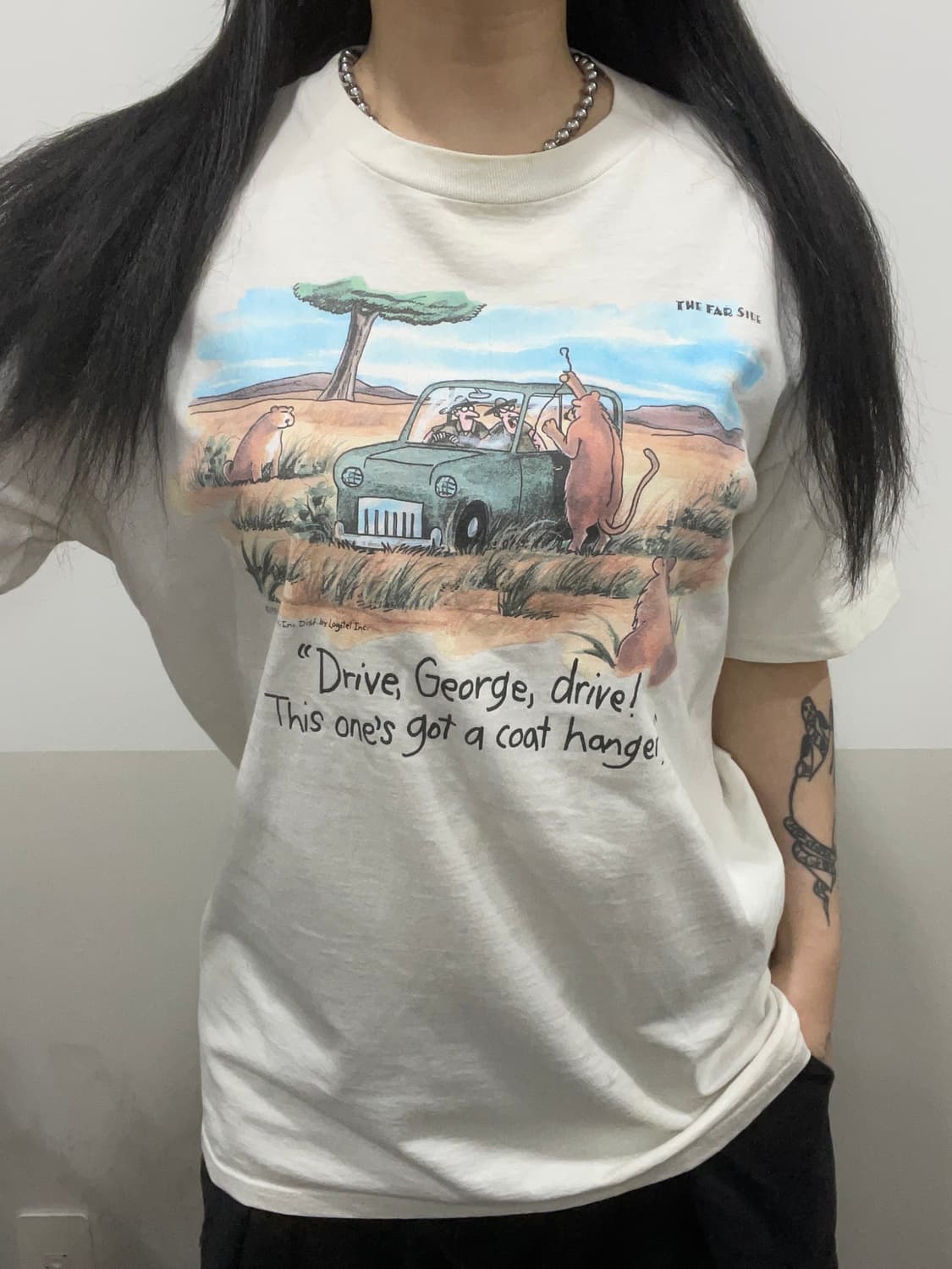 80~90s USA The Far Side 아트워크 싱글 스티치 반팔 상품이미지1