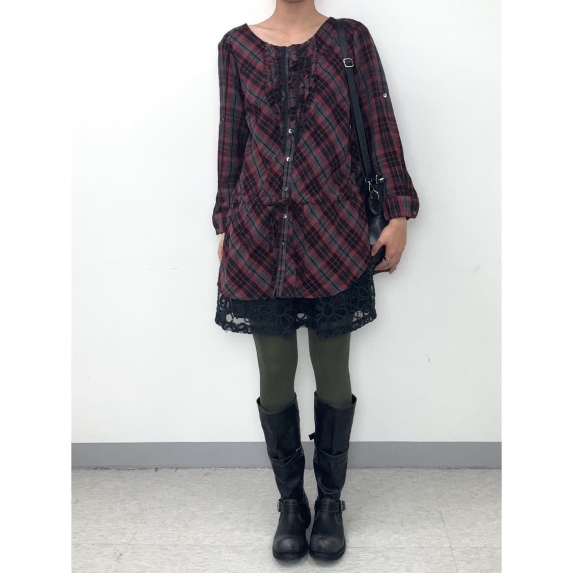 빈티지 체크 셔츠 원피스 상품이미지2