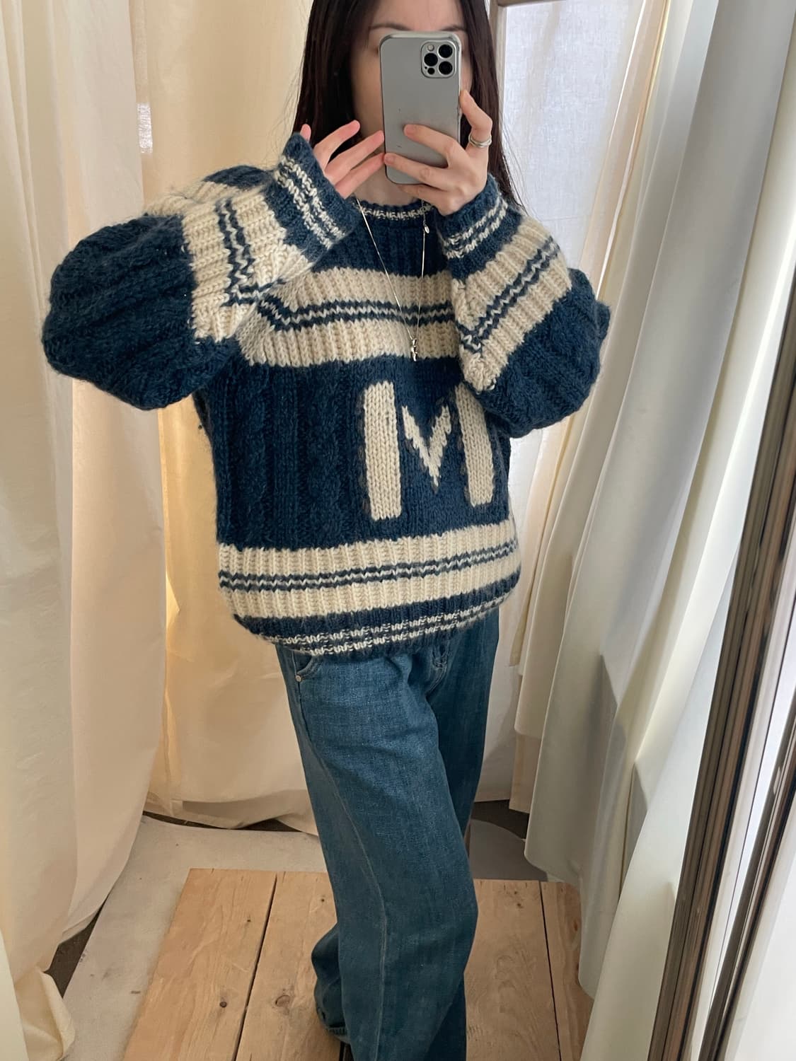 vintage M heavy wool knit 상품이미지10