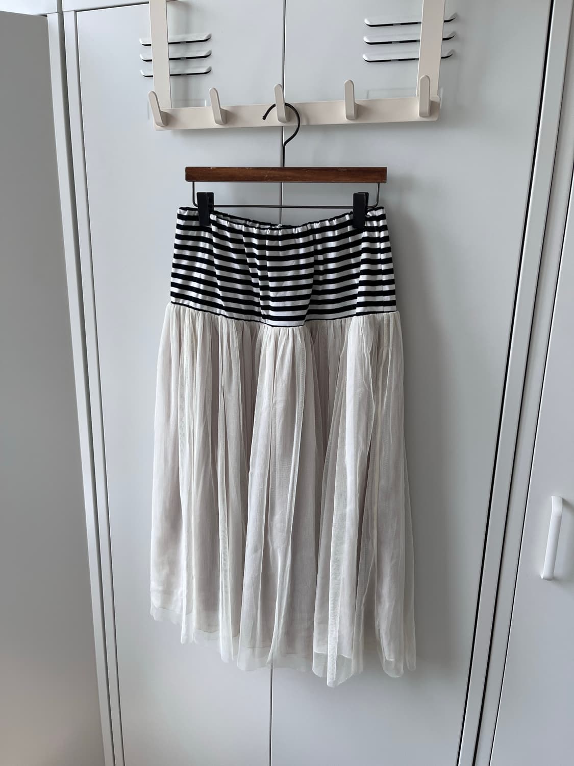 Vintage 줄무늬 레이어드 샤 스커트 플리츠 상품이미지1