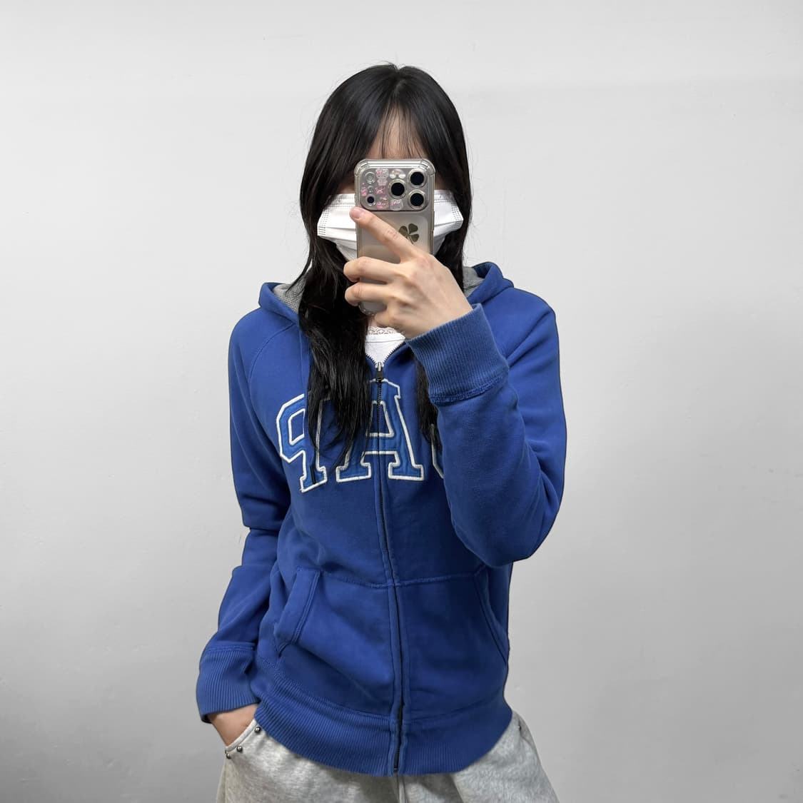 갭 Gap 스펠 로고 후드집업 블루 상품이미지1