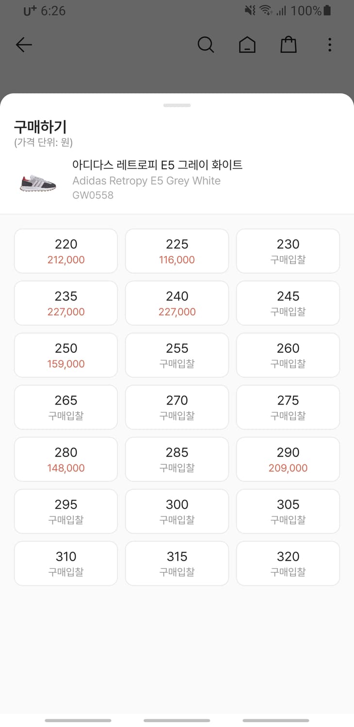 아디다스 레트로피 E5 그레이 화이트 스니커즈 (220) 상품이미지1