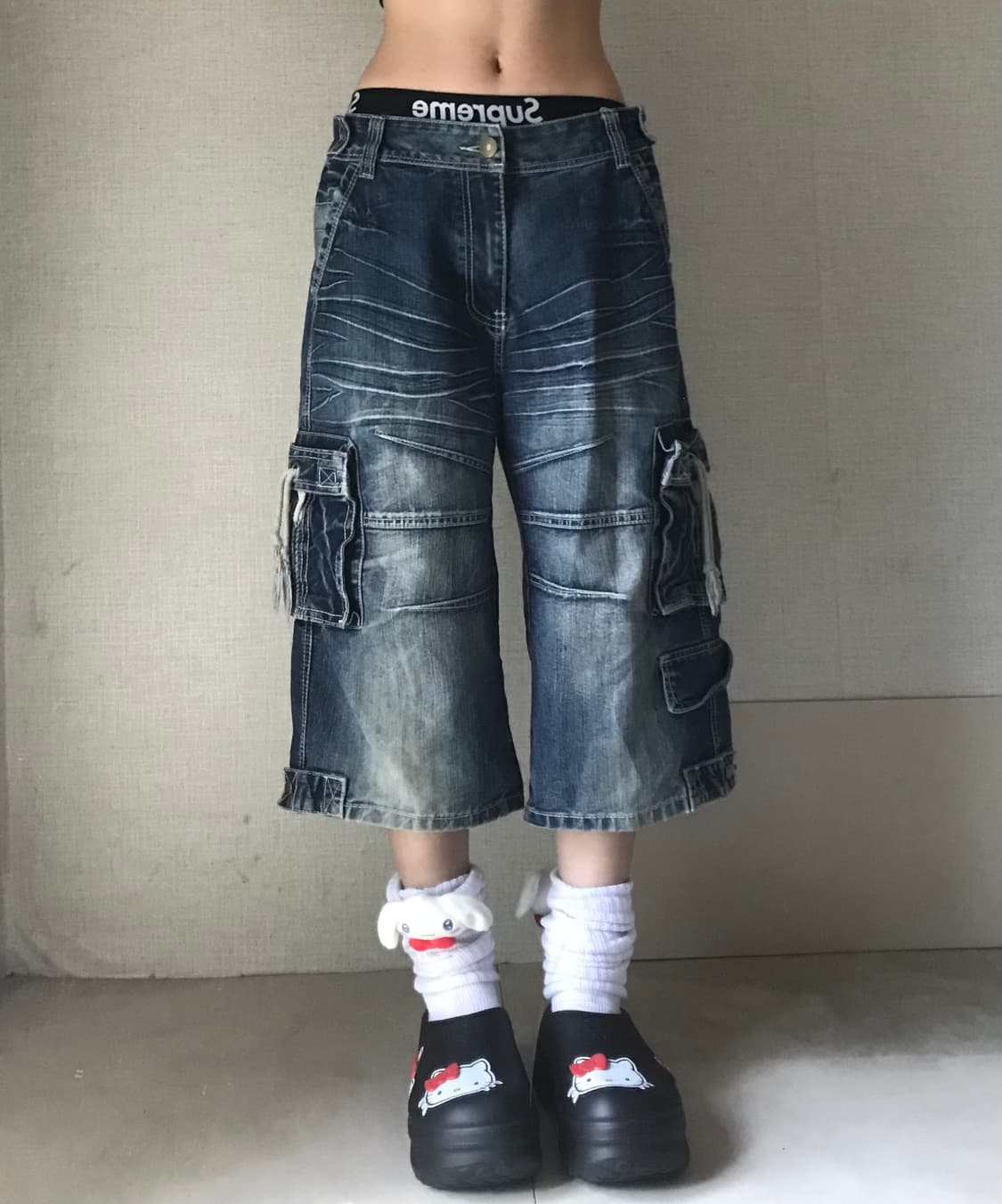 빈티지 워시드 데님 버뮤다 상품이미지2