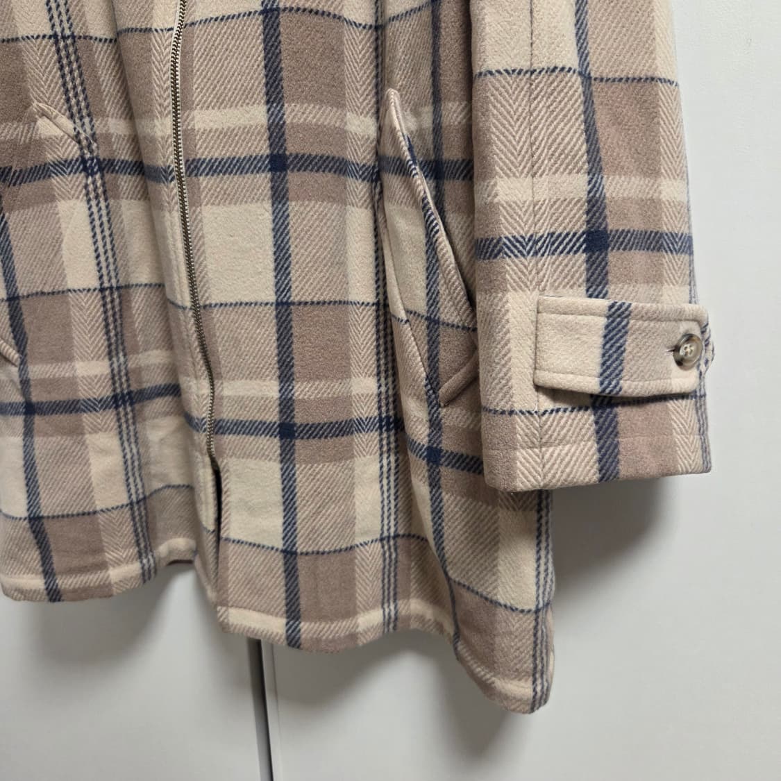 일본제 Nino Cerruti 울 체크 코트 M-L 상품이미지3
