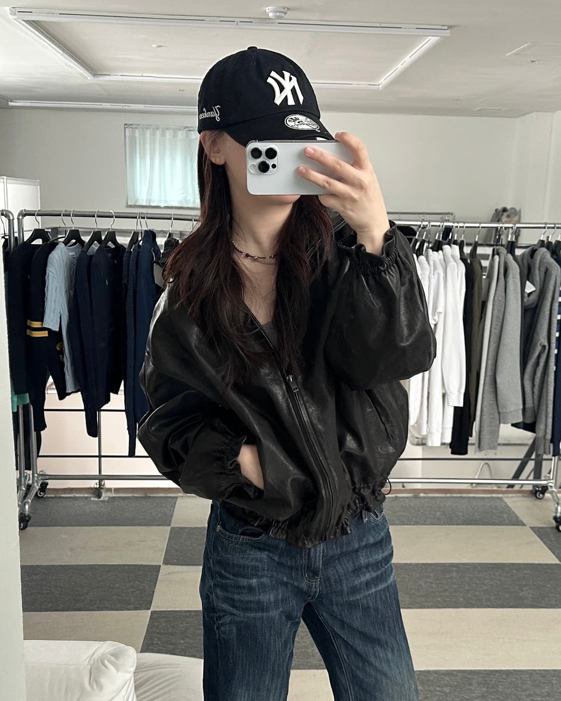 ROBO 램스킨 셔링 후드 레더 자켓  상품이미지9