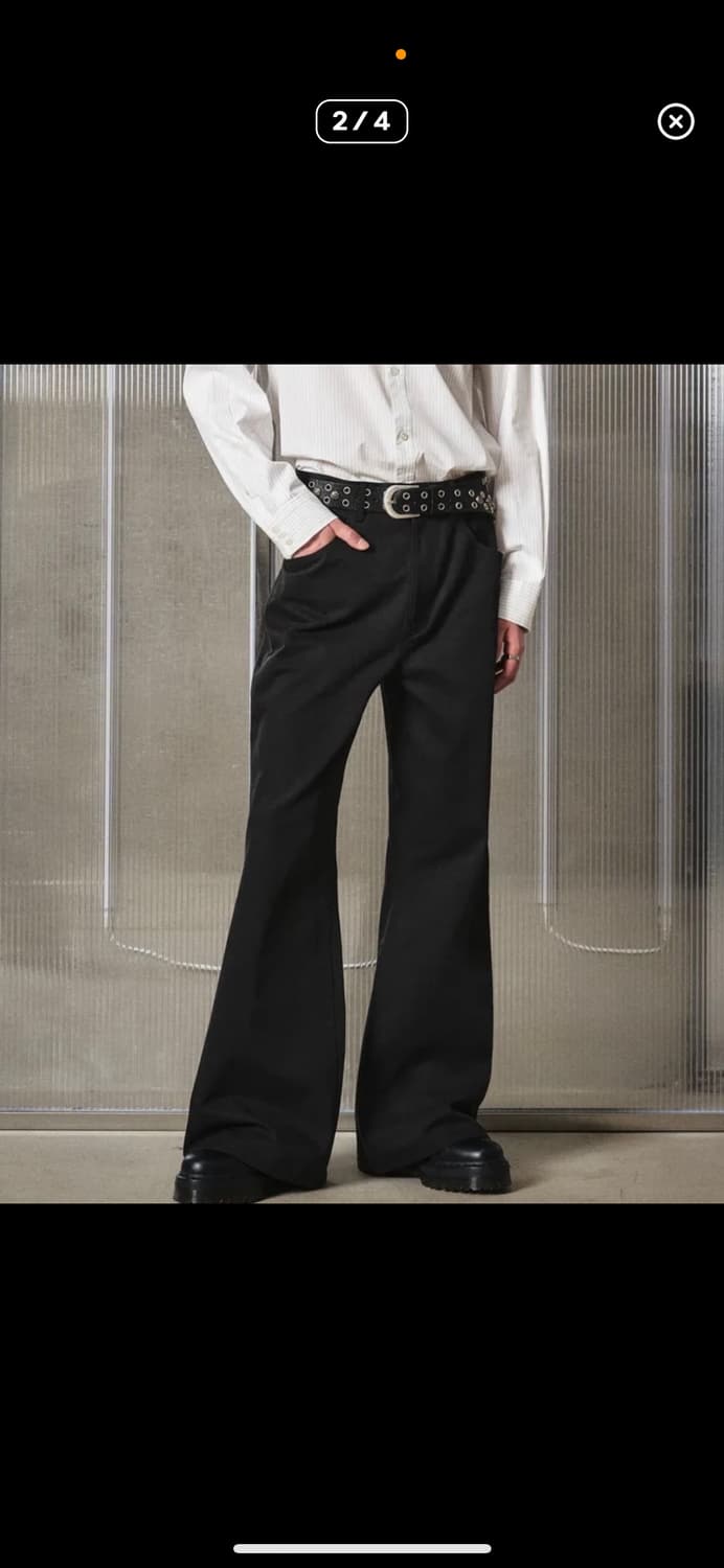 엘무드 [48]스터디 와이드 플레어 치노 팬츠 블랙 상품이미지2