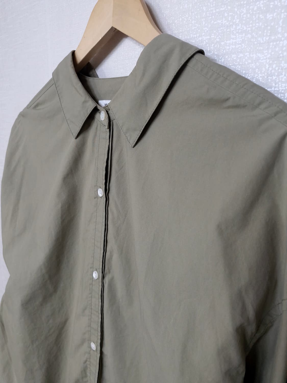 문선(MOONSUN) 오버핏 코튼 셔츠 올리브 상품이미지5