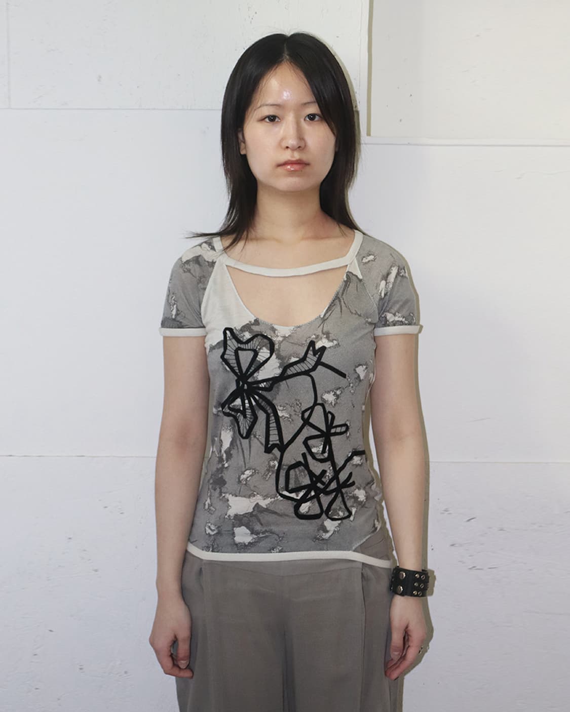 크리스찬 디올 by 존 갈리아노 06AW 레이스 프린트 컷 아웃 티셔츠 상품이미지1