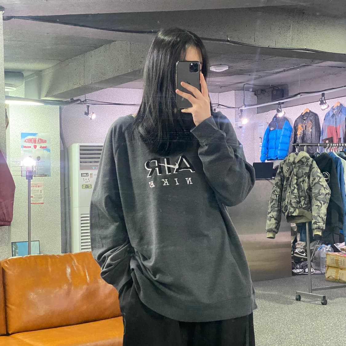 나이키 에어 스우시 그레이 스웻셔츠 B2834 상품이미지1