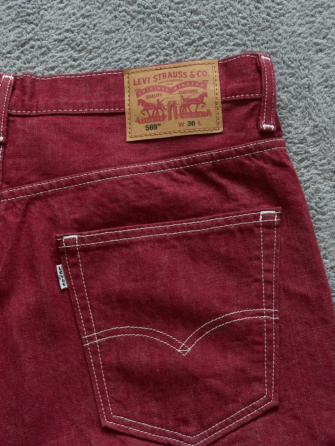 리바이스 569 버뮤다 데님팬츠 딥레드 반바지 상품이미지5