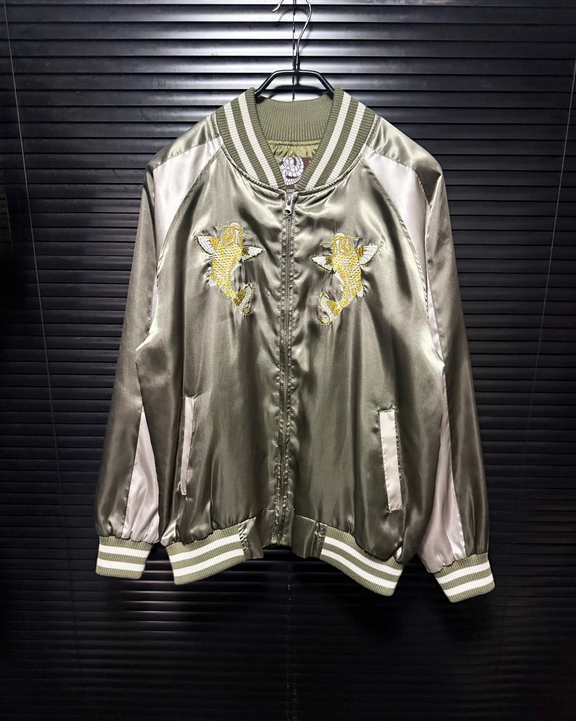 잉어 자수 이레즈미 카키 항공 점퍼 ma1 스카쟌 일본 봄버 블루종 집업 상품이미지3