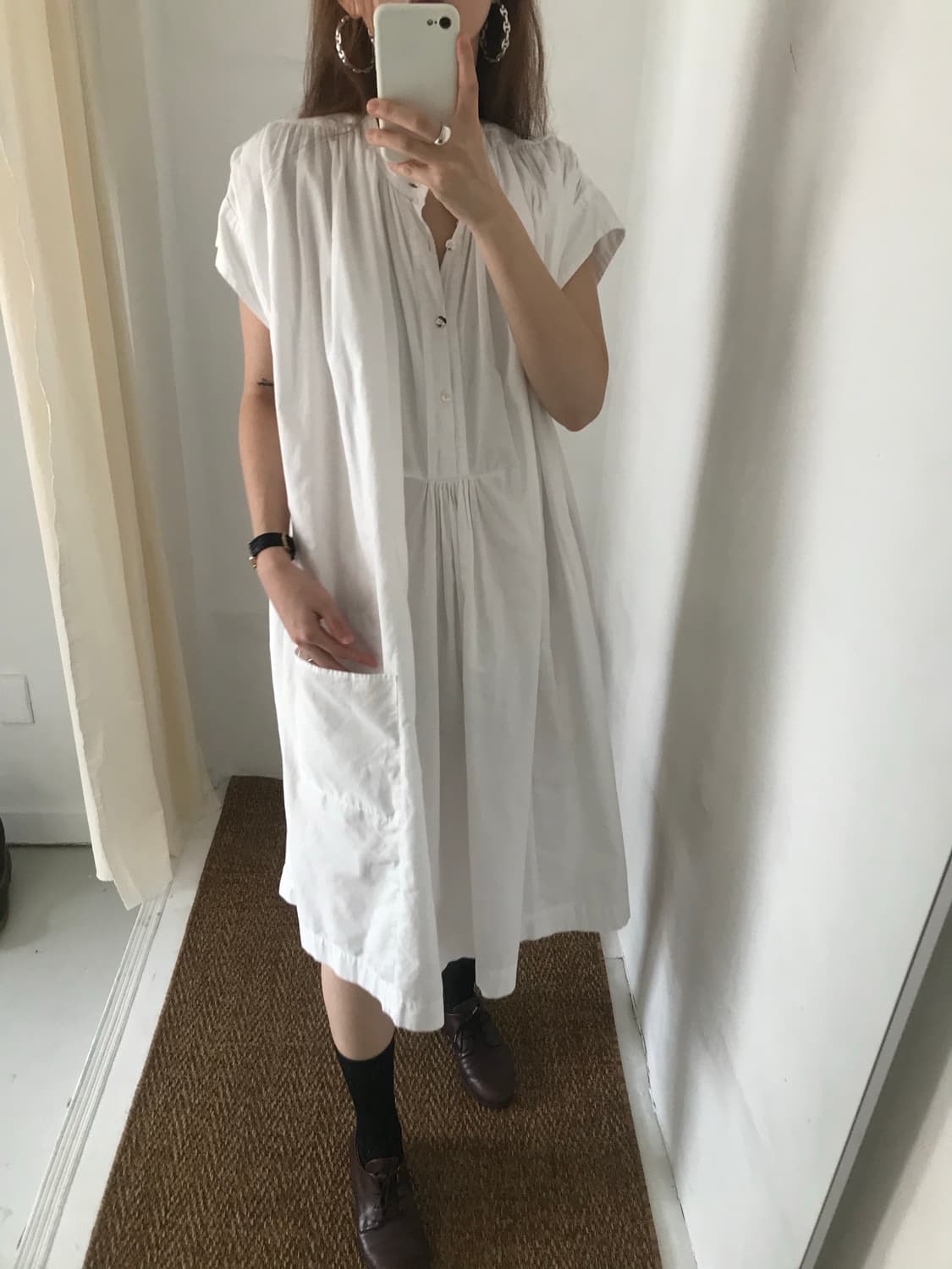 white pocket cotton dress 상품이미지7