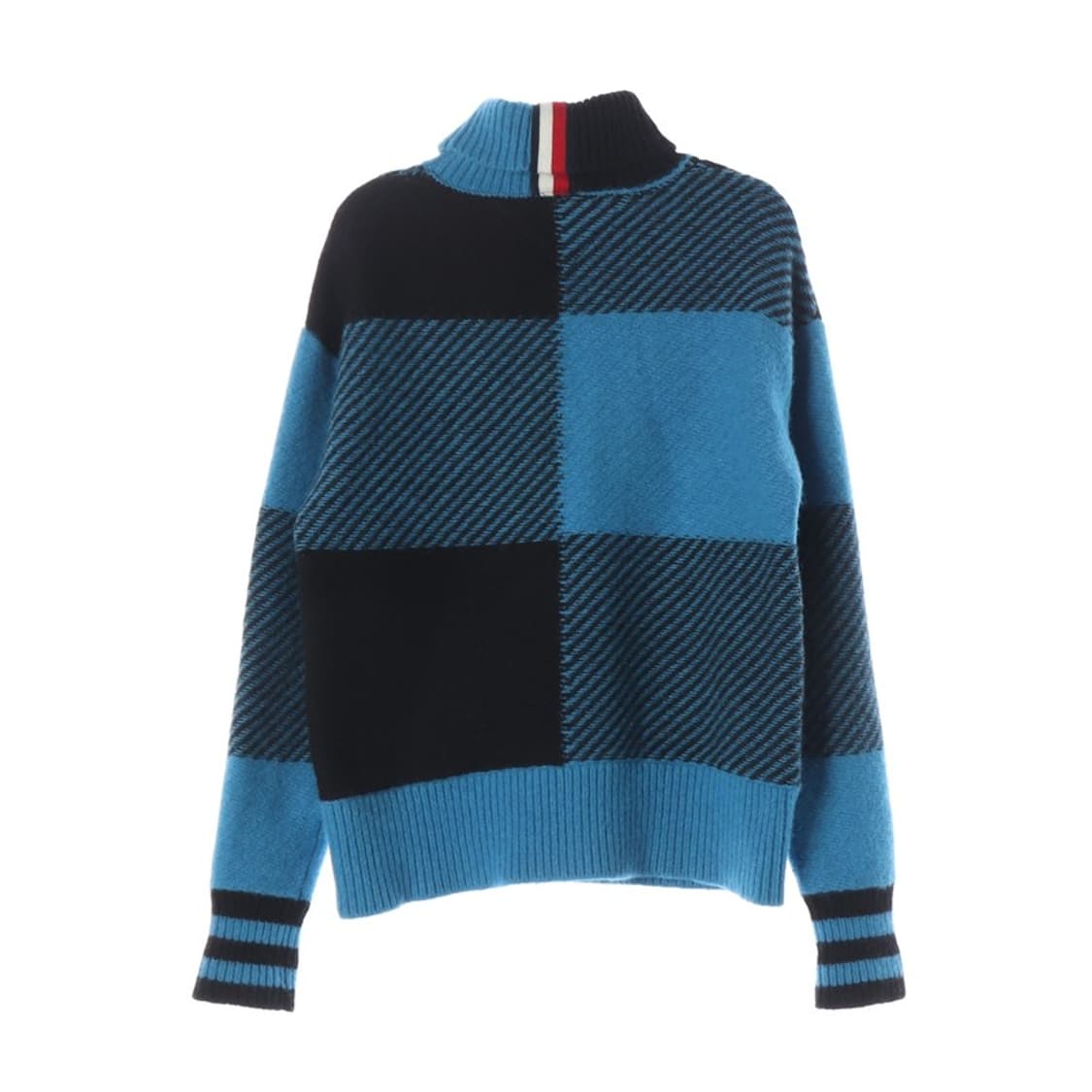 타미힐피거 블루 블록 체크 울 터틀넥 니트 L 상품이미지2