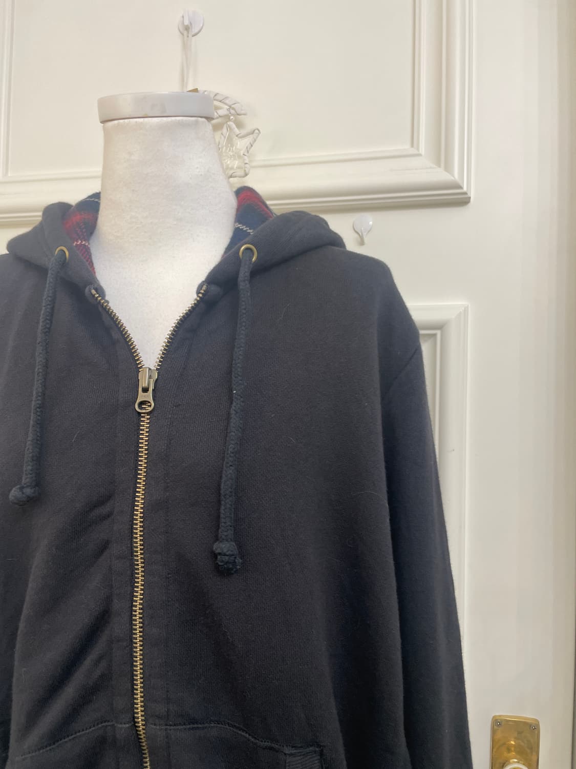 black hoodie check point over hoodie-zip 상품이미지6