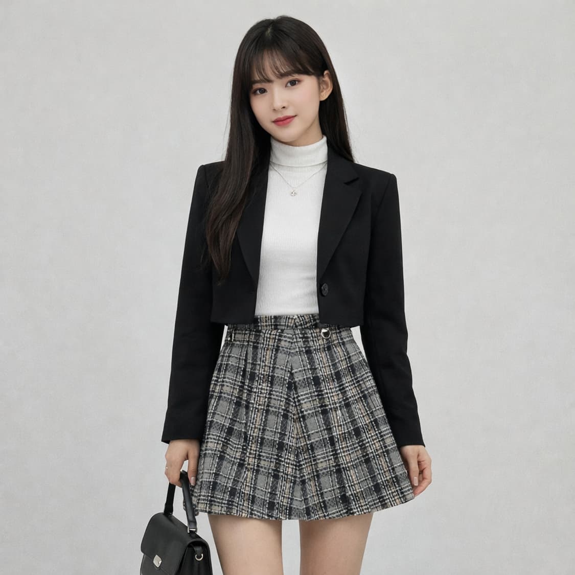 제로플래닛(ZERO PLANET) 트위드 체크 미니 스커트 상품이미지1