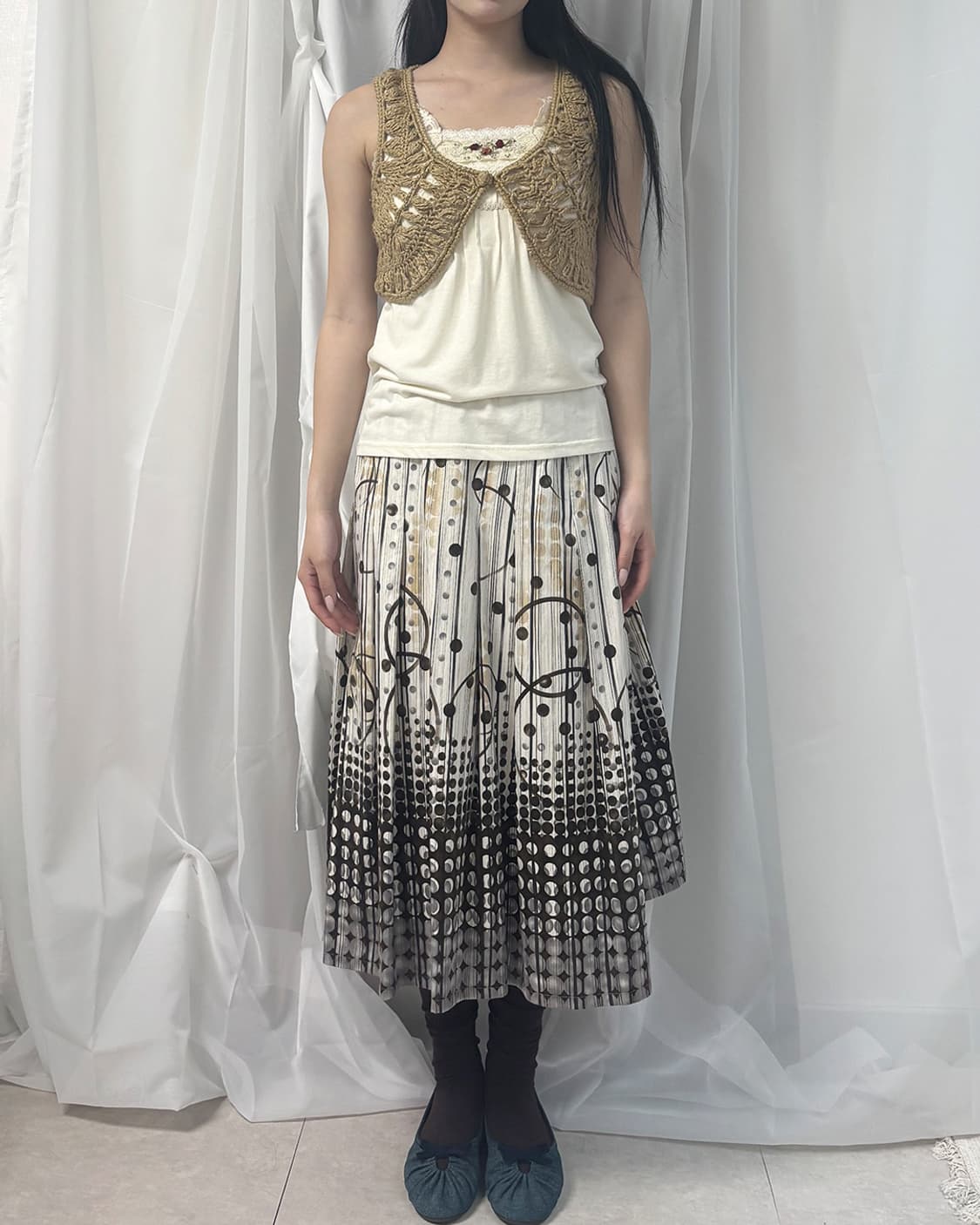 latte crochet one-button bolero vest 상품이미지5