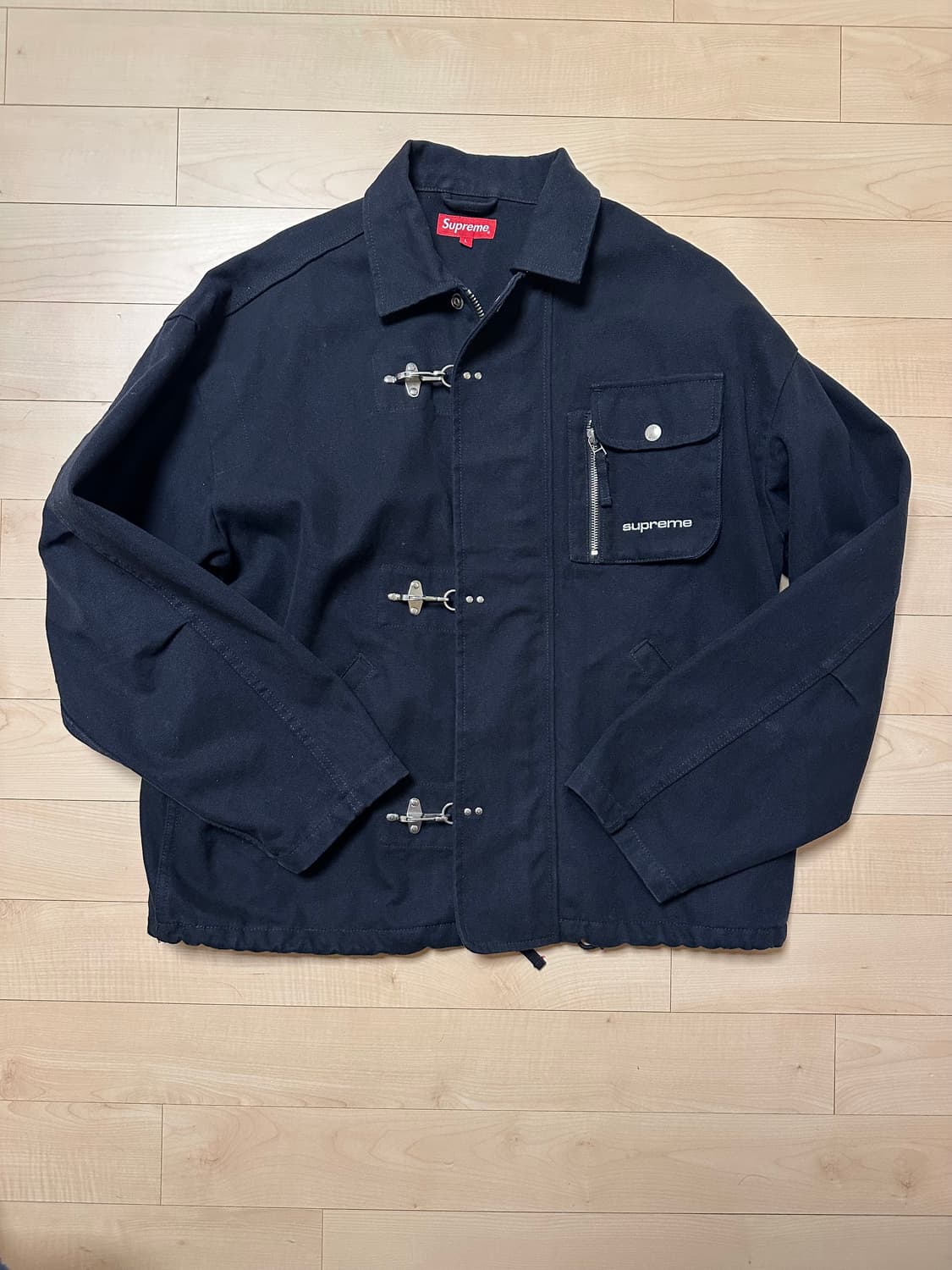 슈프림 캔버스 클립 워크 자켓 L 블랙 상품이미지2