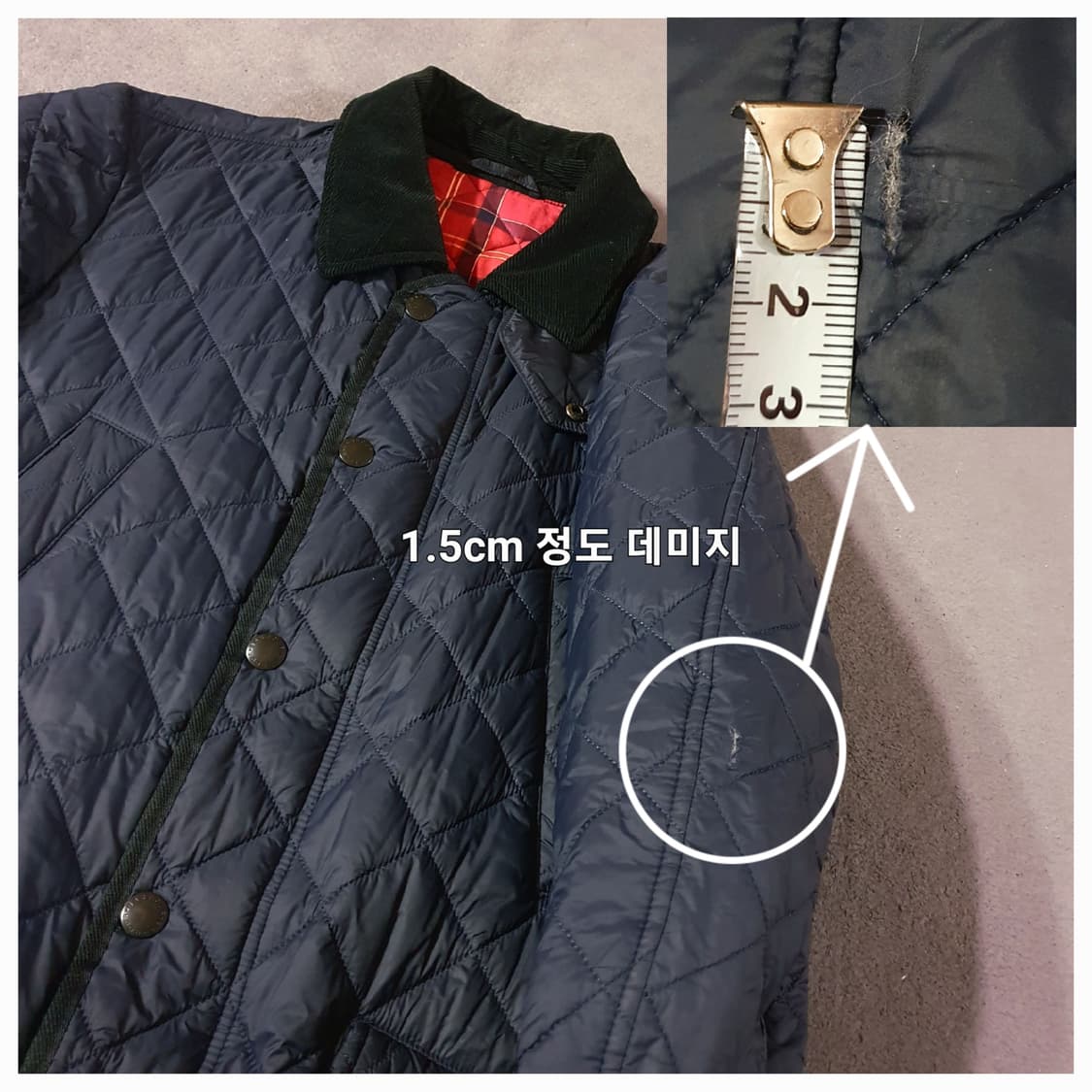 바버 퀼팅 자켓 M 네이비 상품이미지5
