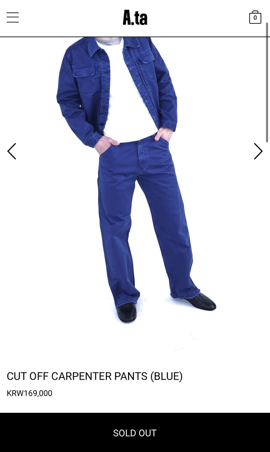 A.ta CUT OFF CARPENTER PANTS (BLUE) L 상품이미지1