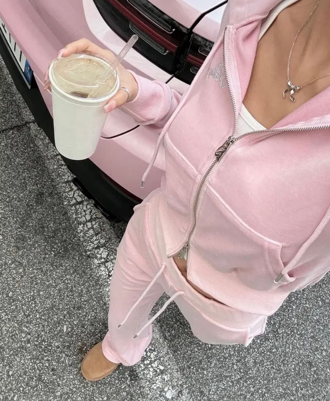 페일제이드 큐빅 벨로아 트레이닝 세트 핑크 상품이미지2