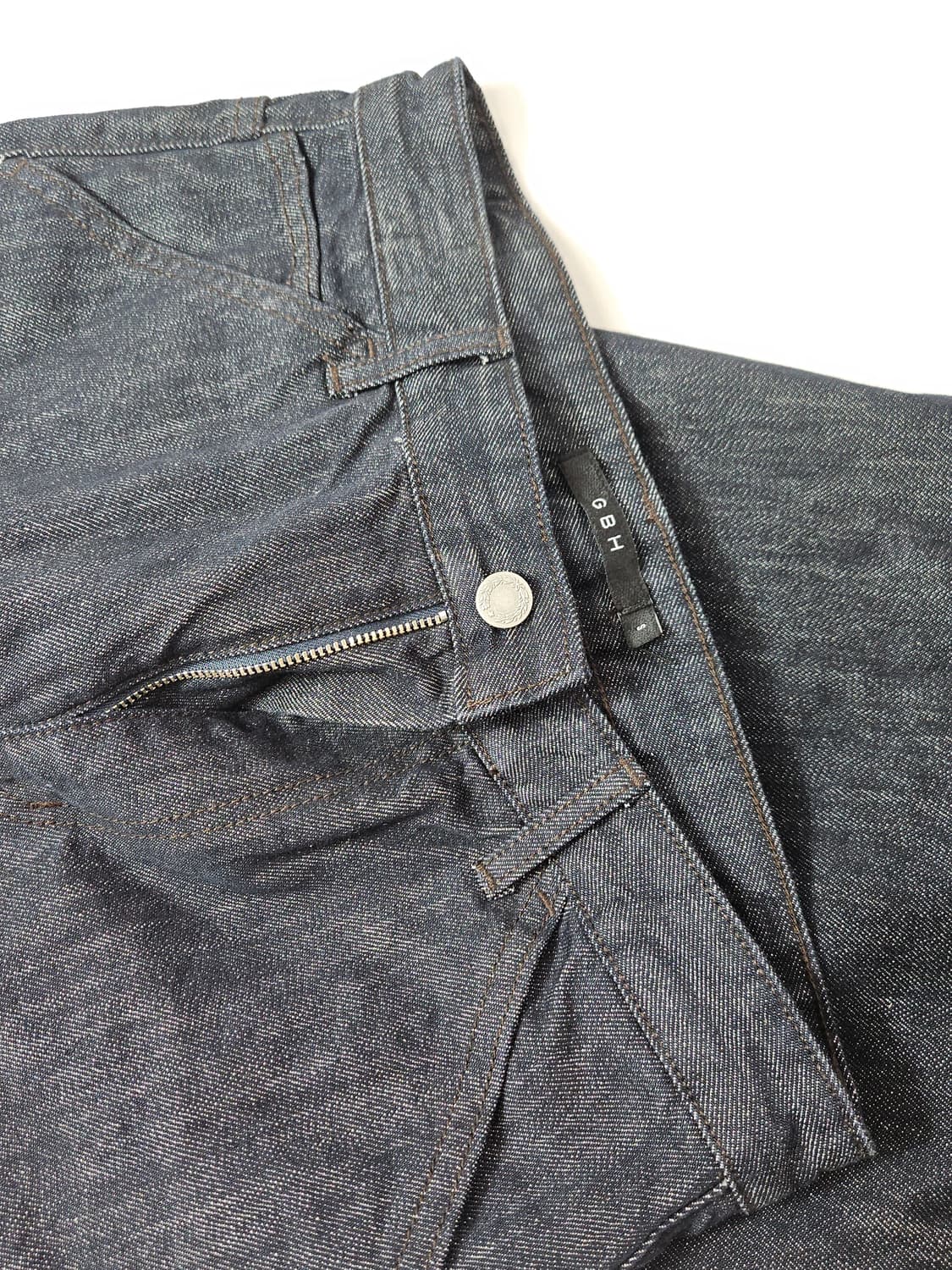 GBH 와이드 데님 인디고 생지 진 팬츠 벨트 S 상품이미지4