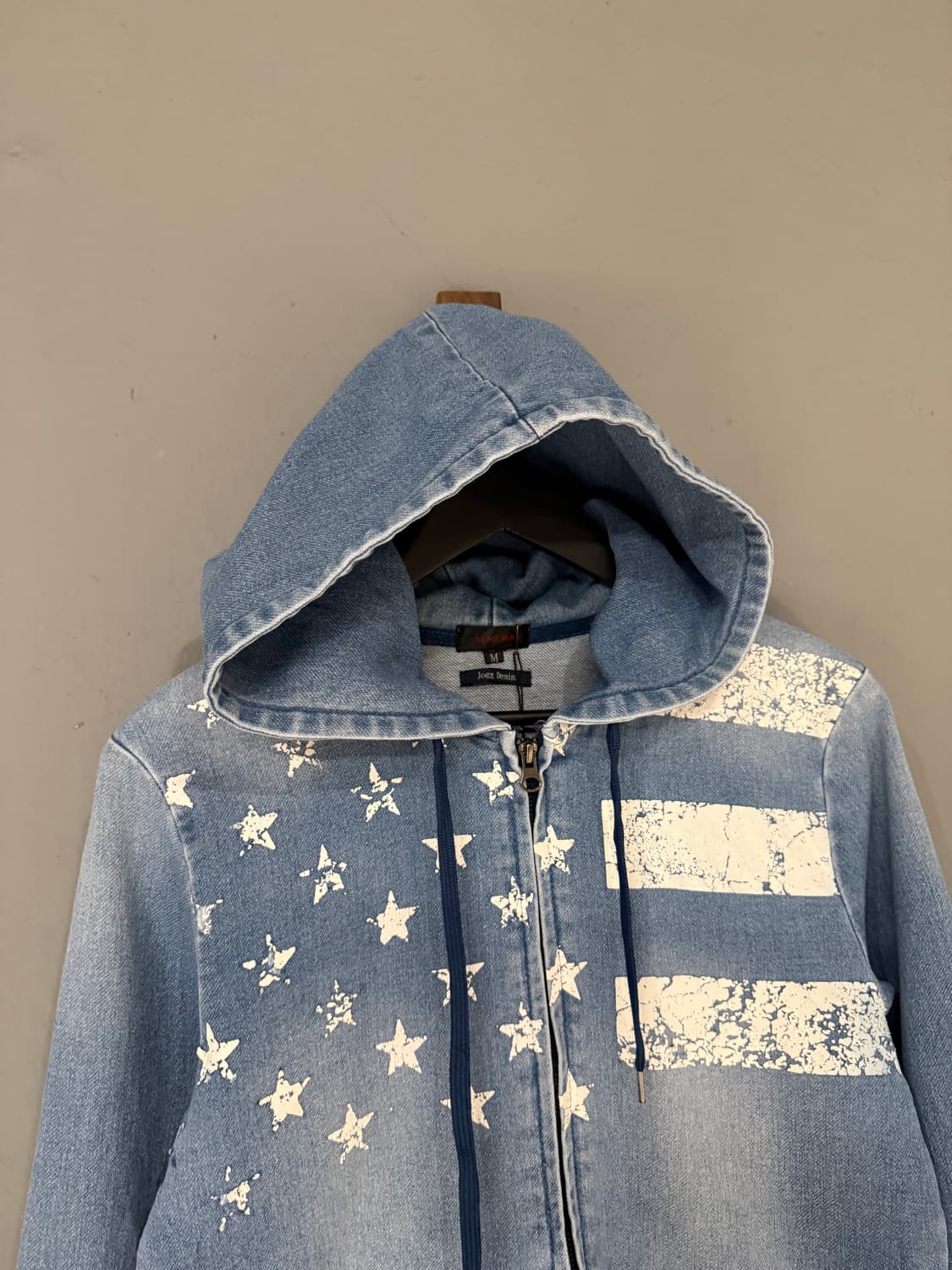 denim washing star pattern hood zip-up 상품이미지7