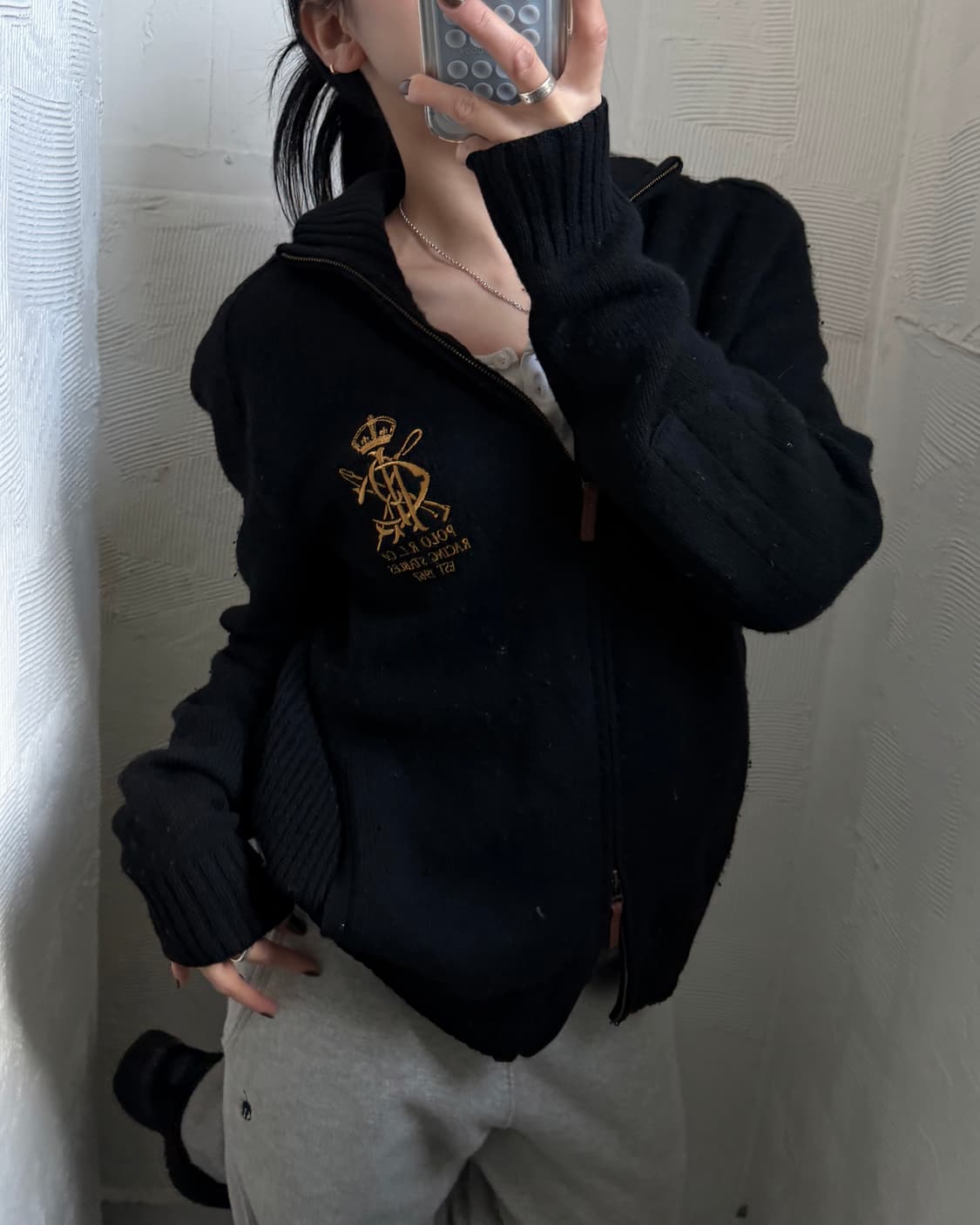 Polo 폴로 랄프로렌 골프자수로고 램스울 니트집업 상품이미지7