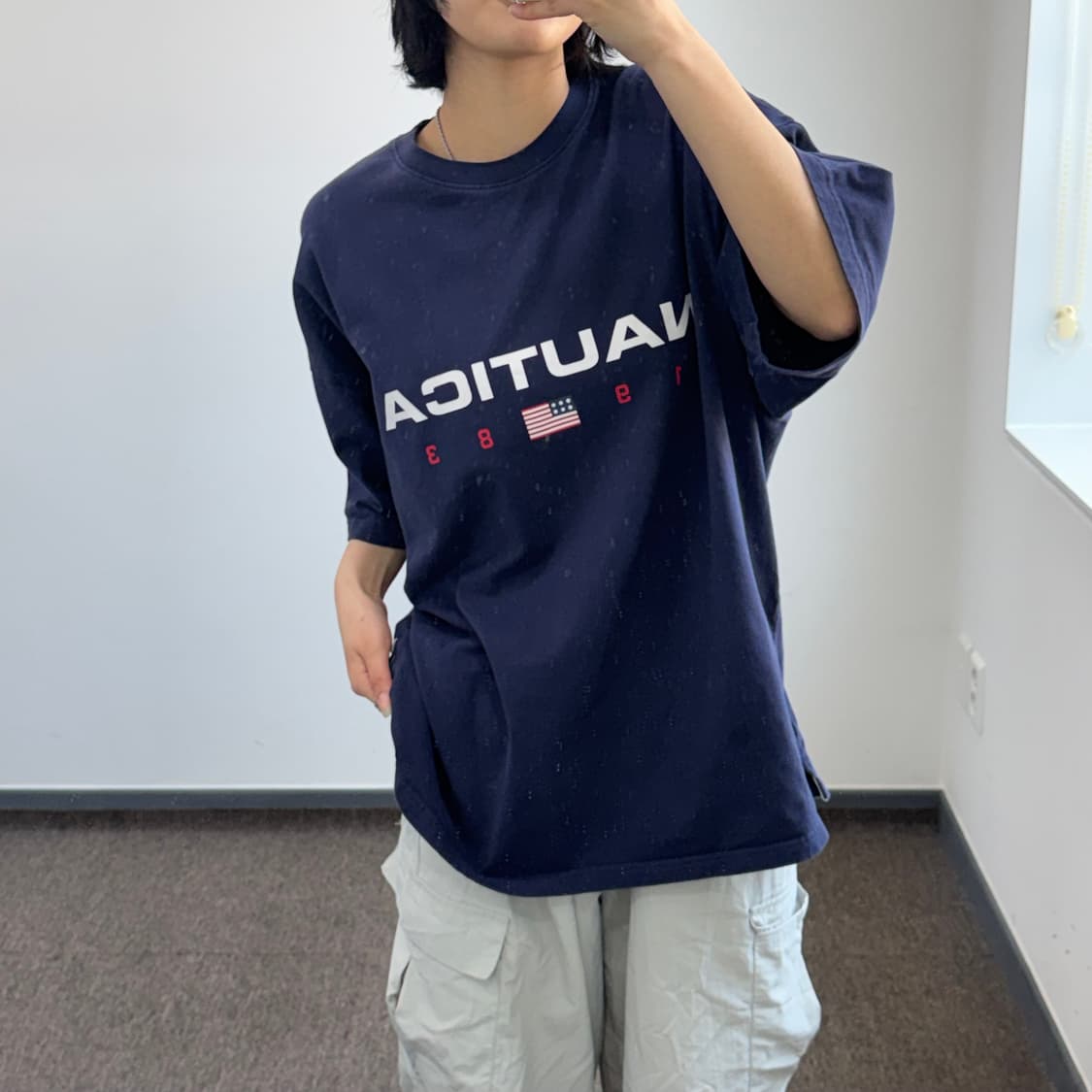 Nautica 노티카 스펠아웃로고 네이비 반팔 상품이미지2
