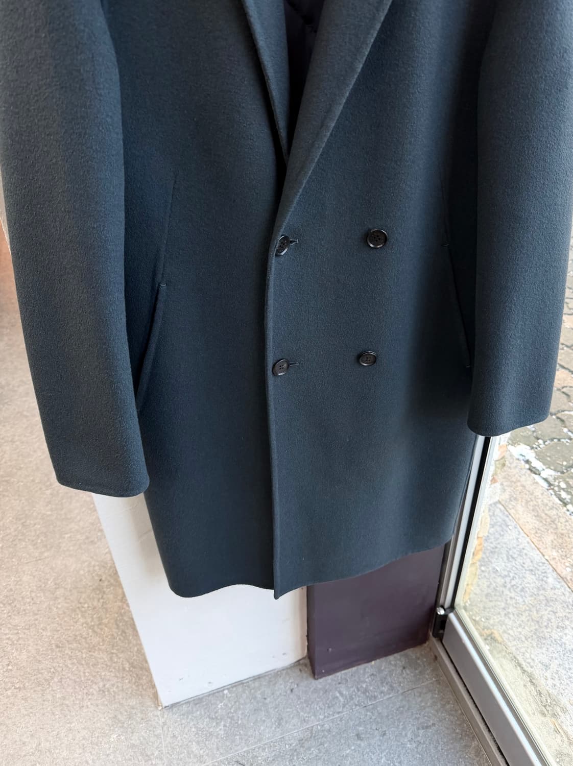 100/ 타임옴므 스모크블루 캐시미어 핸드메이드 더젠틀 코트 상품이미지4