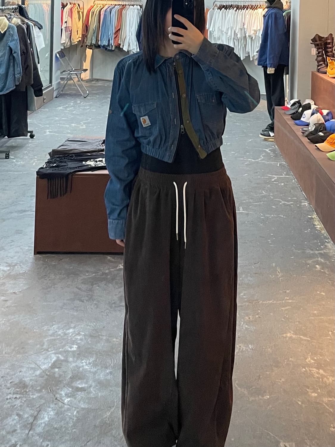 칼하트 커스텀 데님 크롭 셔츠 자켓 H1115 상품이미지1