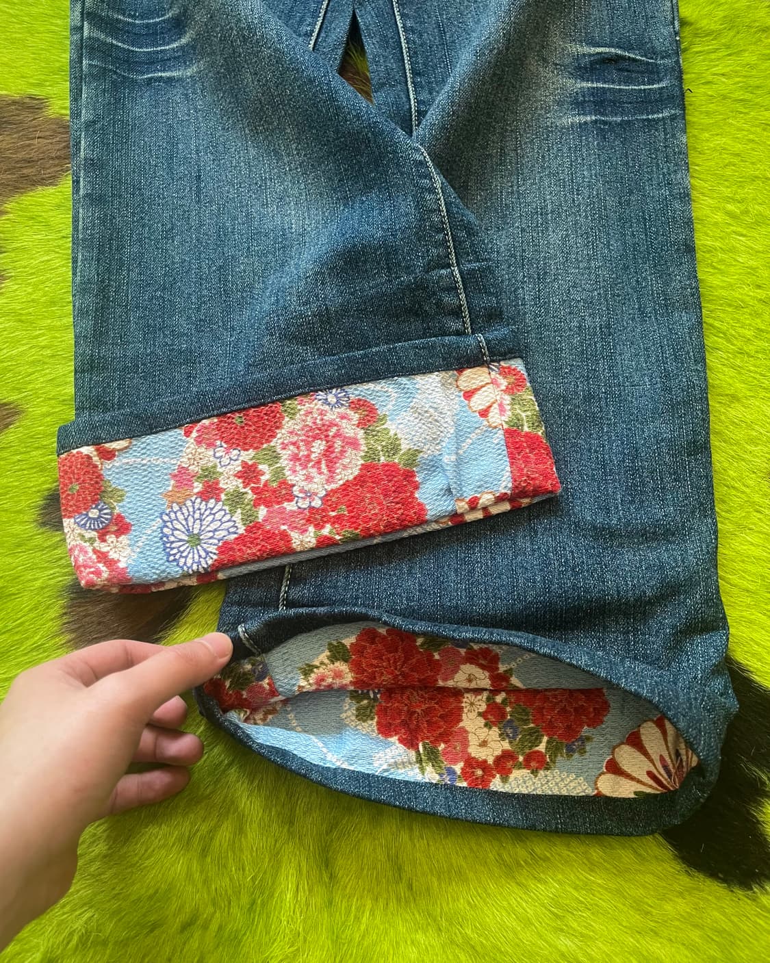 Ku. Hiroko Floral Docking Denim Pants 상품이미지8