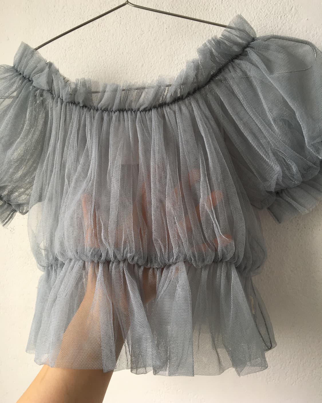 Shirring see through blouse 상품이미지3