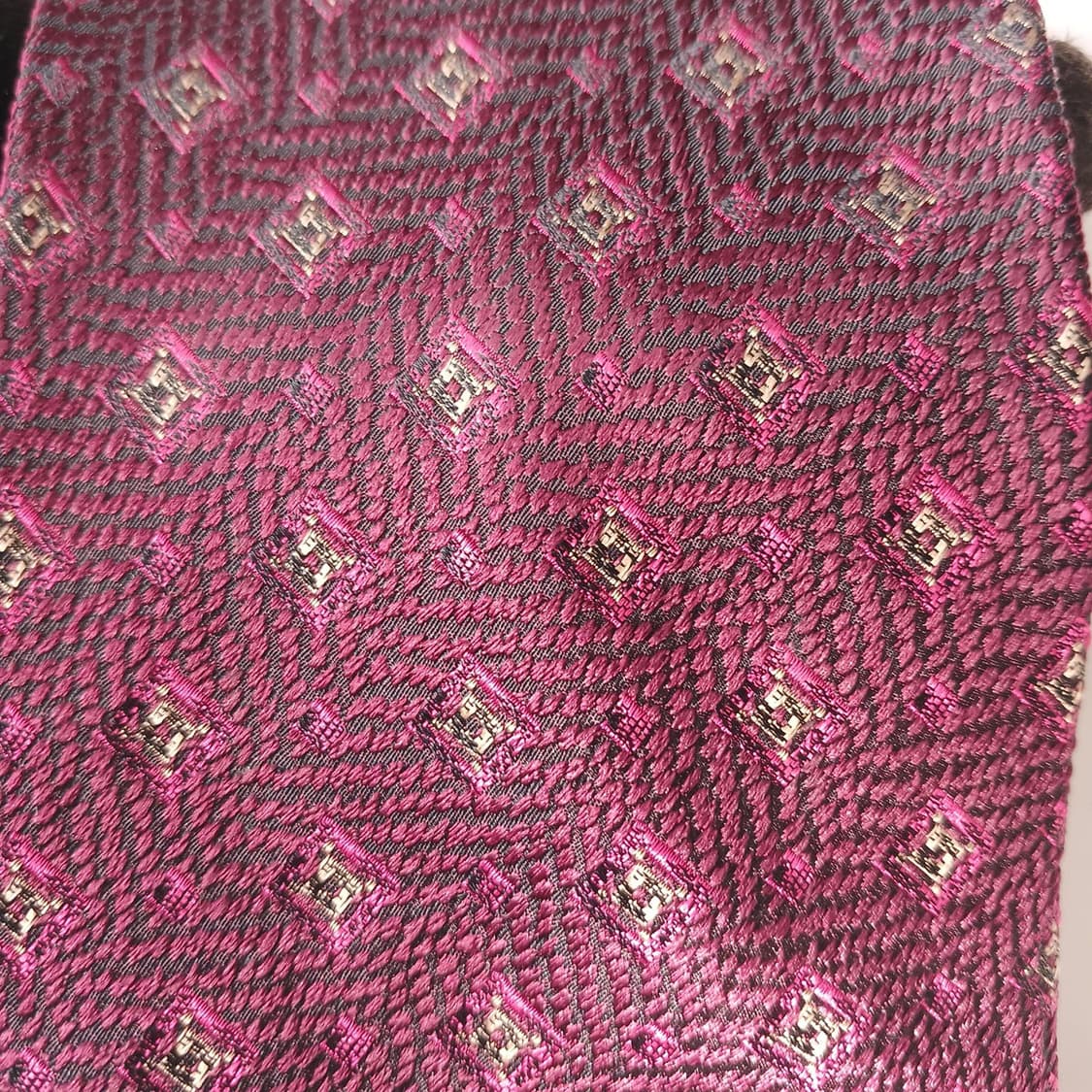 니나리치 실크 버건디 패턴 넥타이 9.7cm A+등급 A19886 상품이미지8