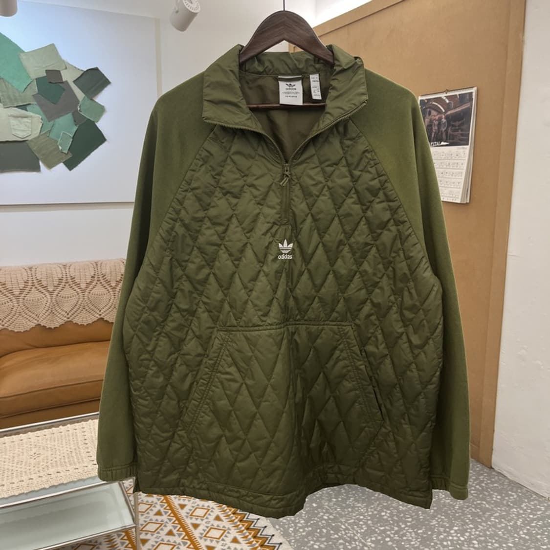 아디다스 유로파 말차카키 반집업 누빔 바람막이 아노락 4XL C10505 상품이미지3