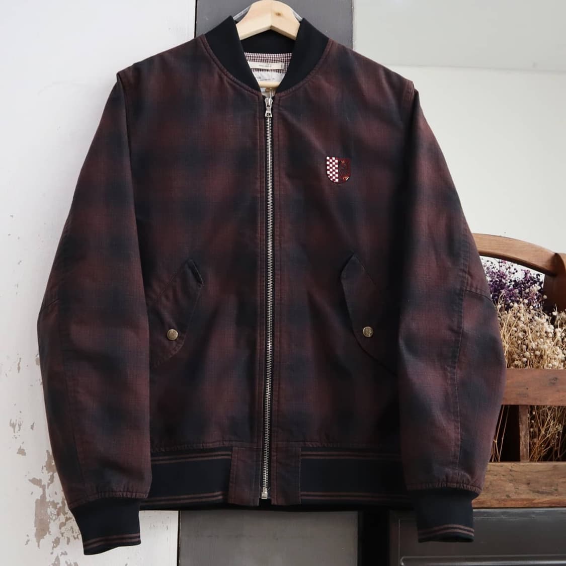 더블탭스 옹브레체크 블루종자켓 상품이미지1