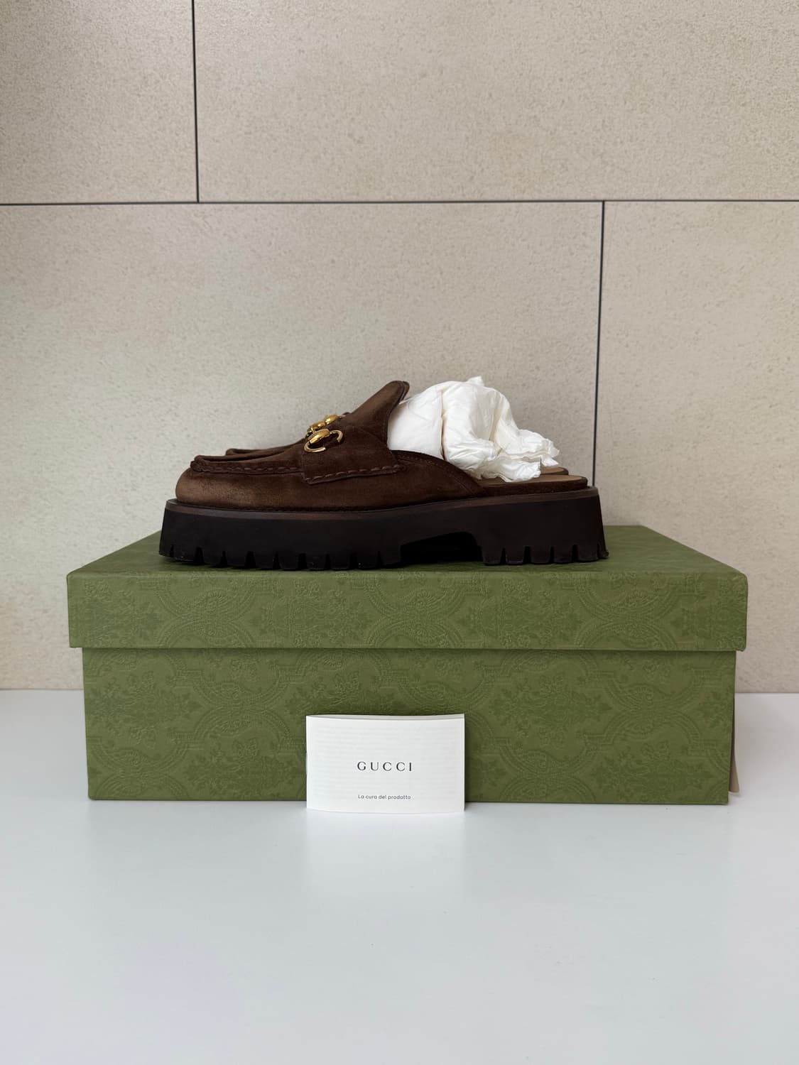 정품 구찌 브라운 스웨이드 뮬 상품이미지4