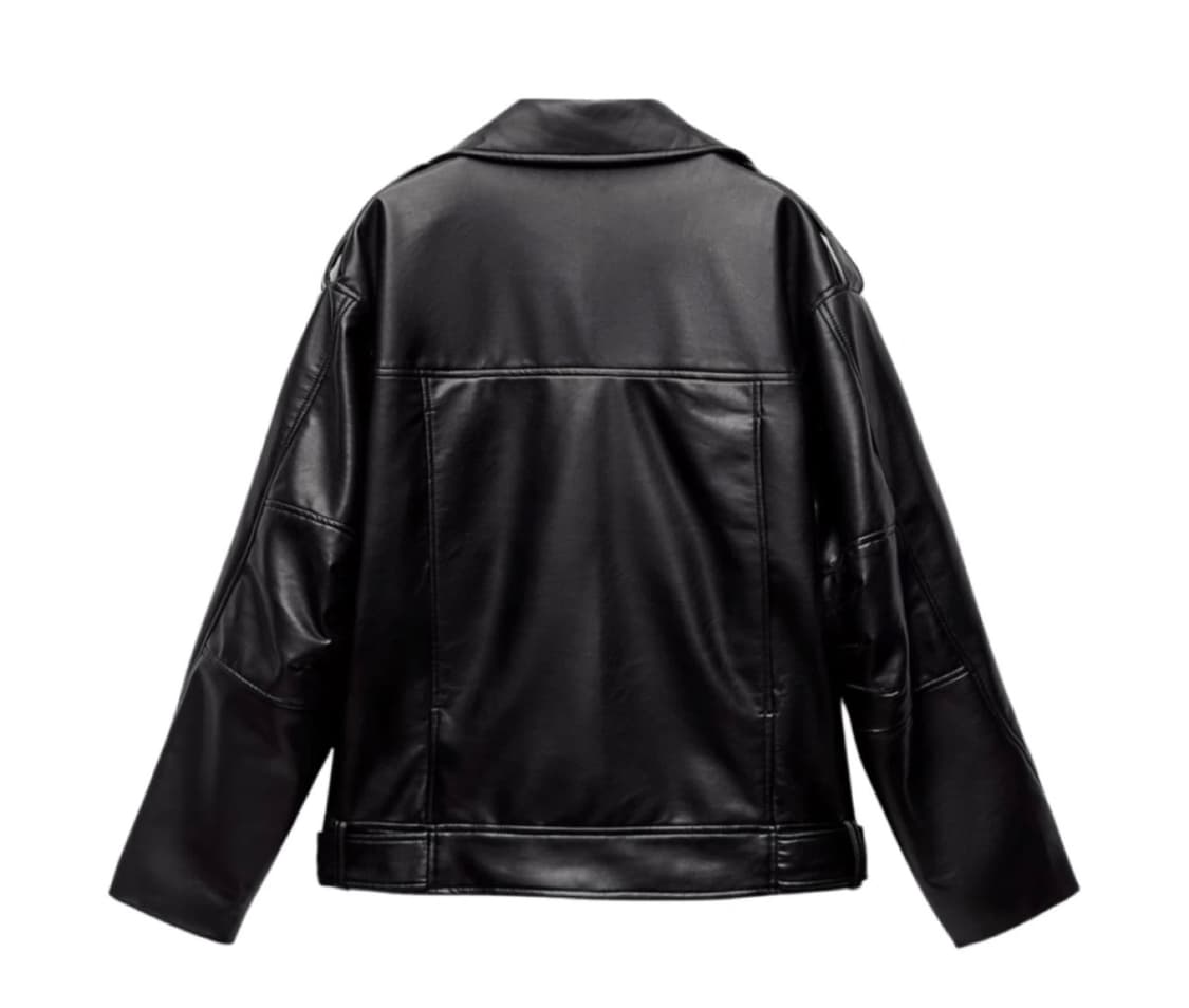(새상품)자라 오버사이즈 포우 레더 페이크레더 바이커 자켓 상품이미지3