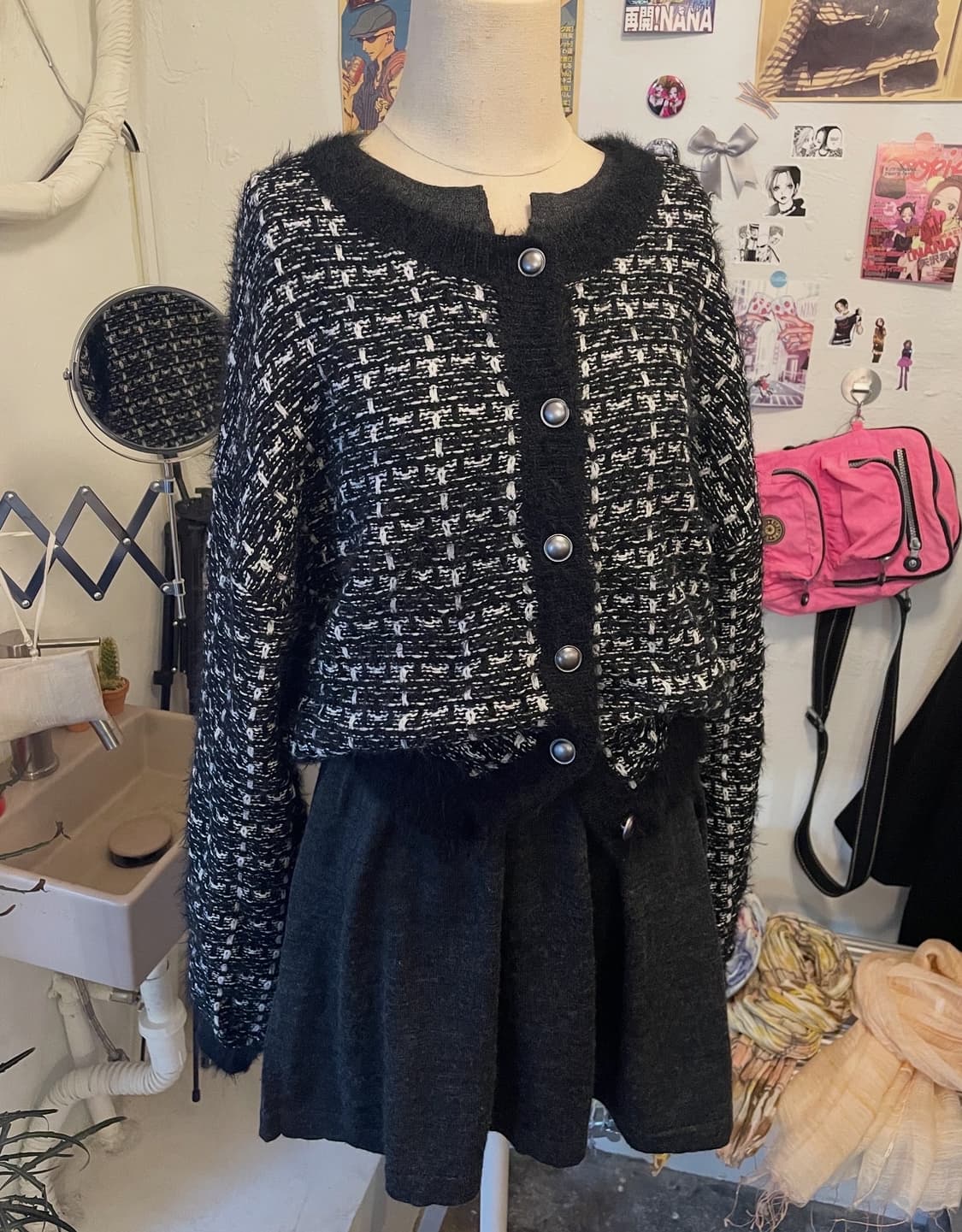 블랙 트위드 가디건 [무배] 상품이미지2