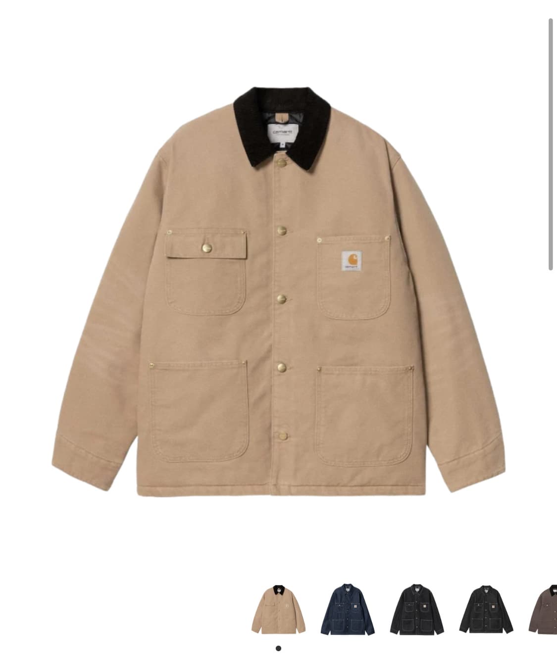 M사이즈 칼하트WIP OG 초어 코트 피넛 블랙 에이지드 캔버스 상품이미지1