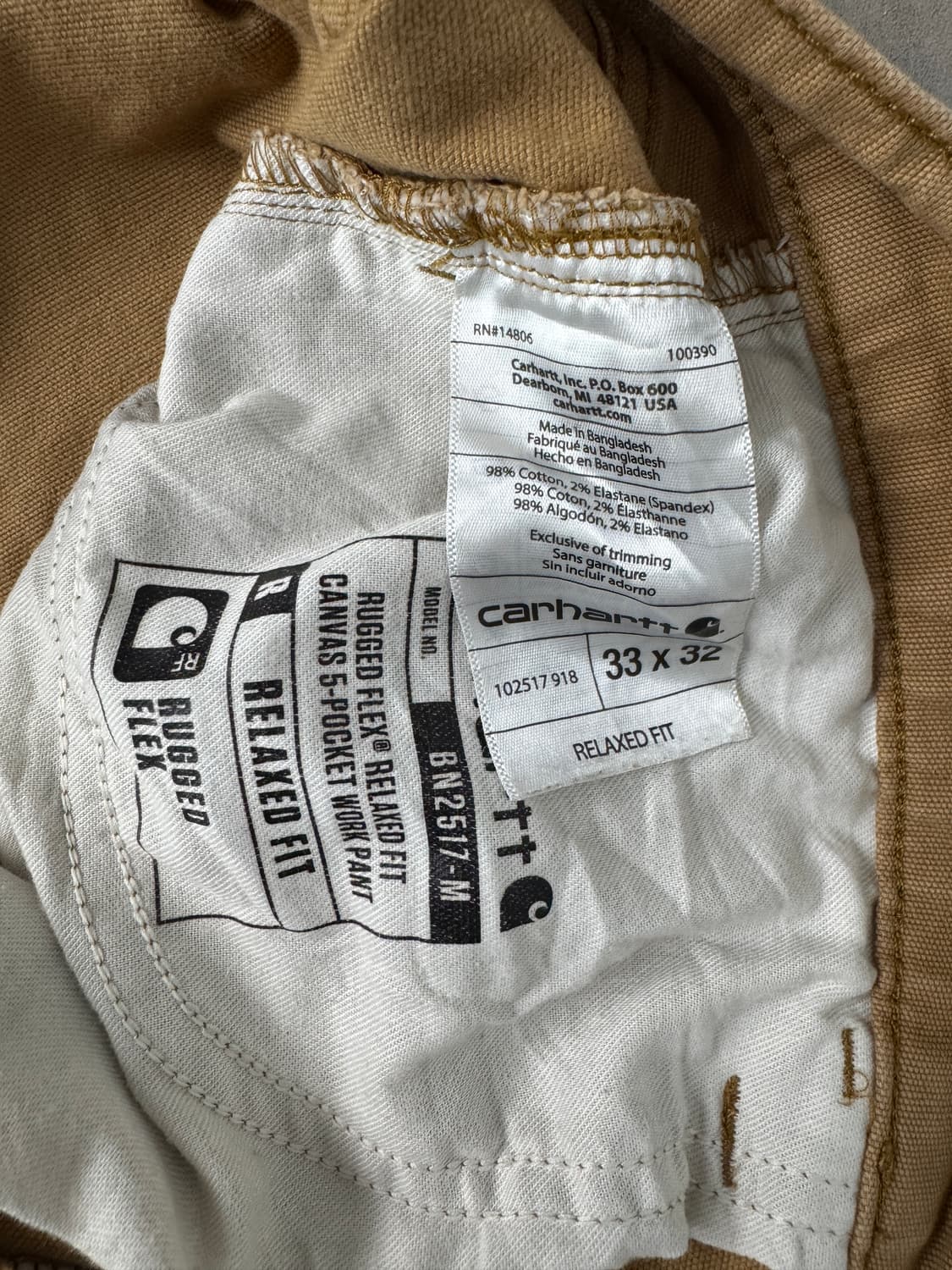 칼하트 러기드 플렉스 릴렉스핏 (33x32) 상품이미지4