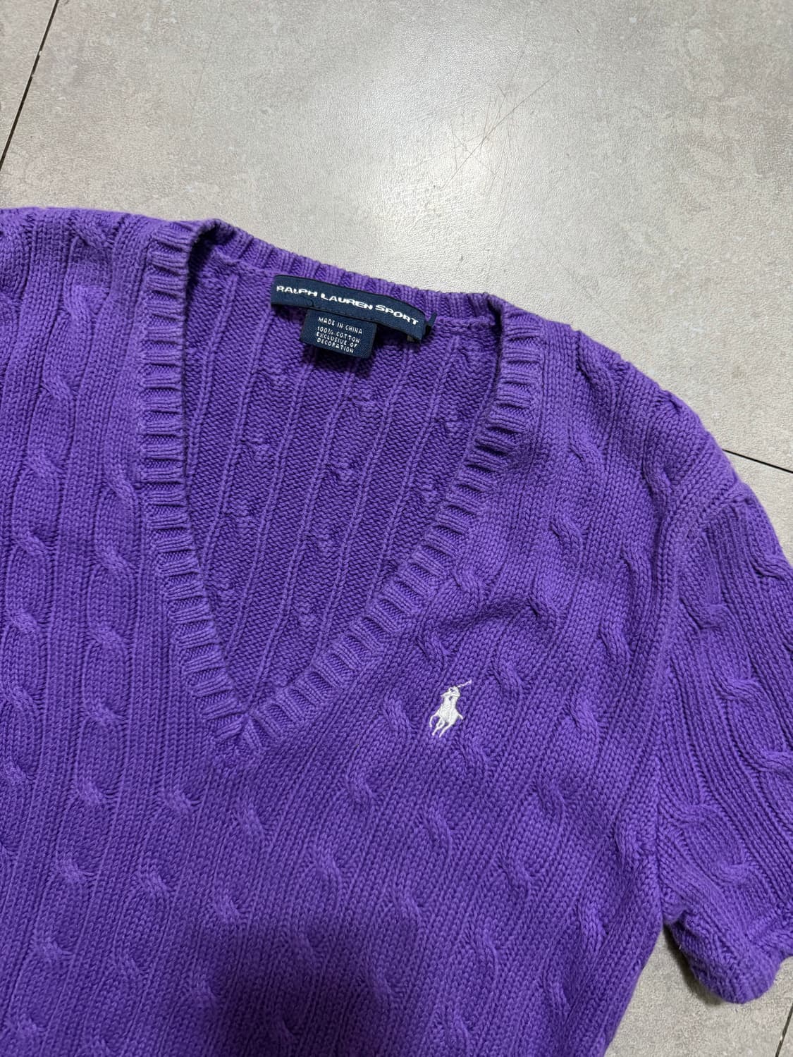 랄프로렌 폴로 퍼플 컬러 케이블 니트 빈티지 숏슬리브 55size   상품이미지2
