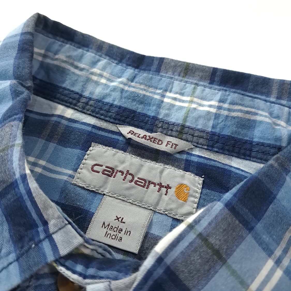 CK205 XL 칼하트 블루 플래드 체크 반팔 셔츠 남방 상품이미지3