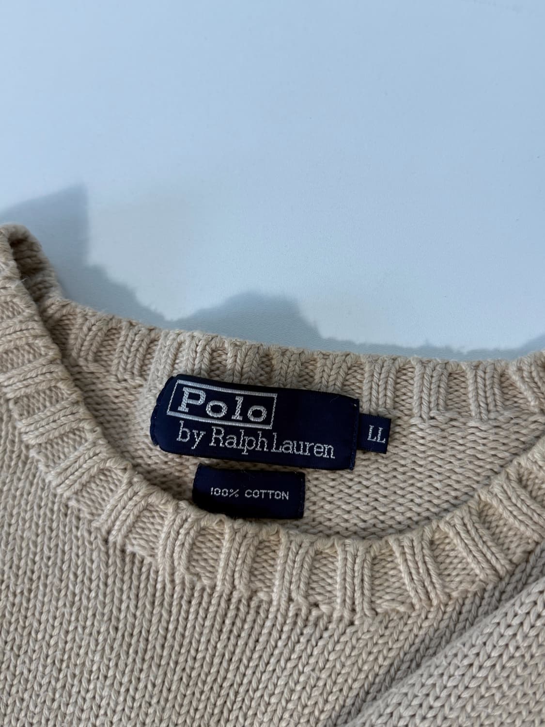 폴로 랄프로렌 90‘s 루즈핏 베이지 해비코튼 니트 상품이미지5