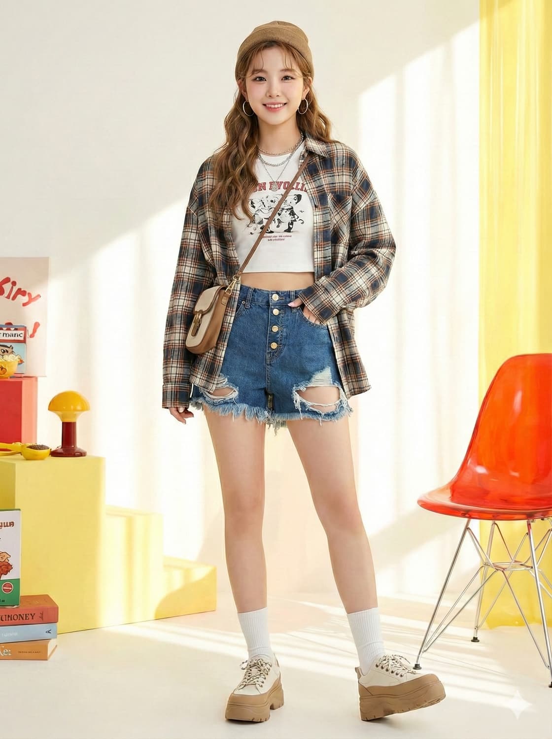 게스(GUESS) x 마릴린먼로 콜라보 하이웨스트 데님 숏팬츠 상품이미지1