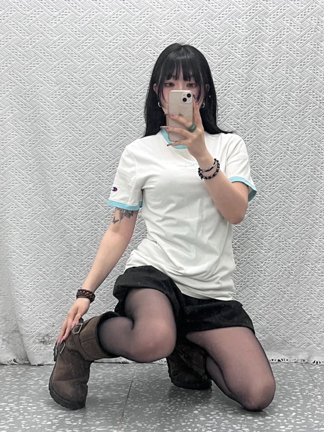 챔피온 빈티지 Y2K 민트코어 링거티 반팔티 M C11817 상품이미지2