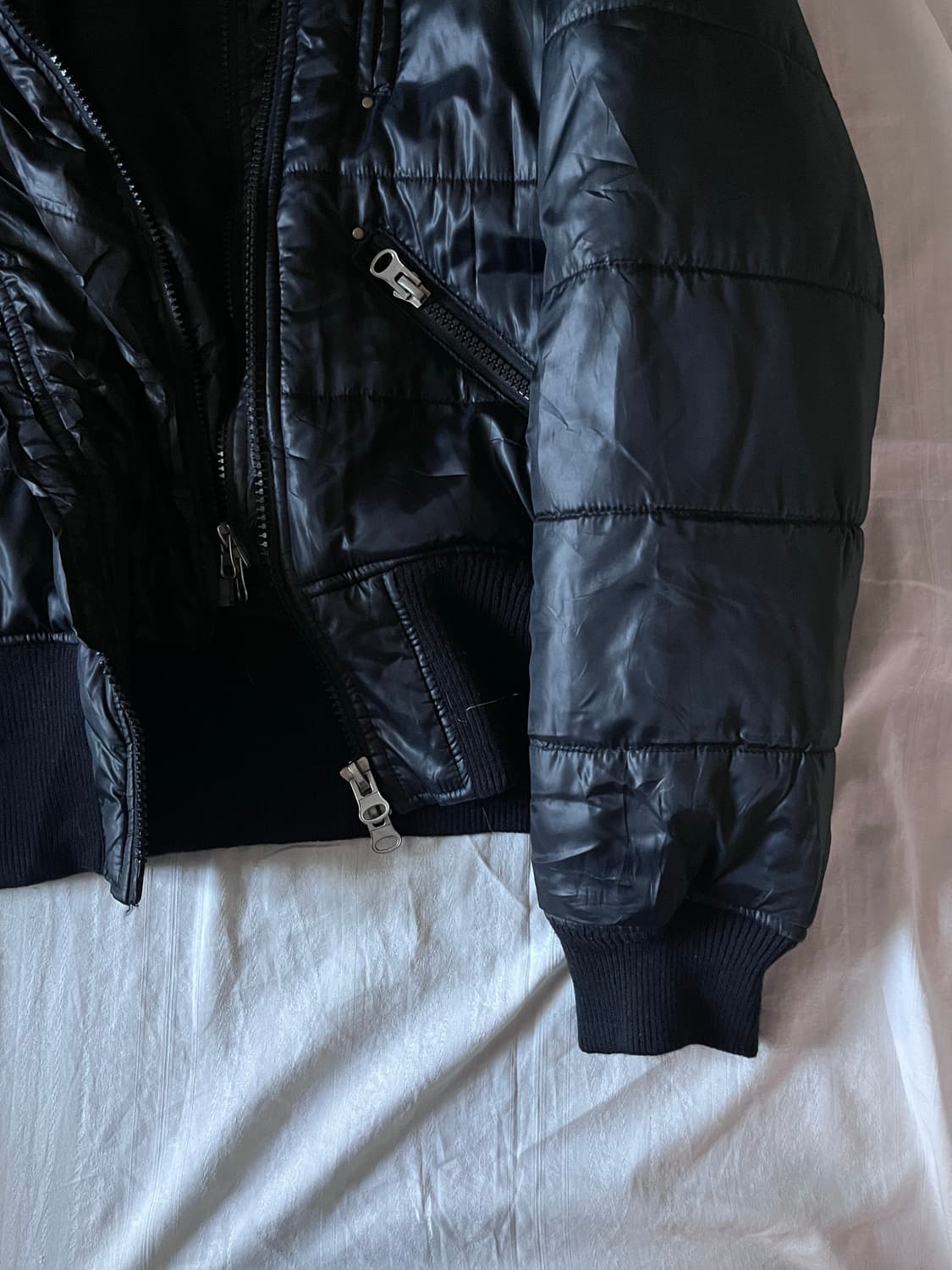 Black Fur Zip Details Puffer Jacket 상품이미지3